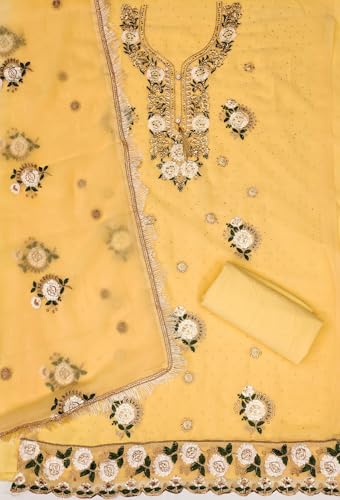 Image of Women's Georgette Embroidery Work Unstitched Dress Material