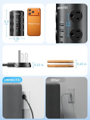 Image of 15FT Tower Power Strip with Dedicated 20W PD USB-C Port