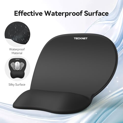 TECKNET Gel Mouse Pad with Wrist Rest, 3 in 1 Keyboard Wrist Rest for Pain Relief, Non-Slip PU Base & Easy Typing, Ergonomic Mousepad Set for Office & Home（Black） - Thumbnail 3
