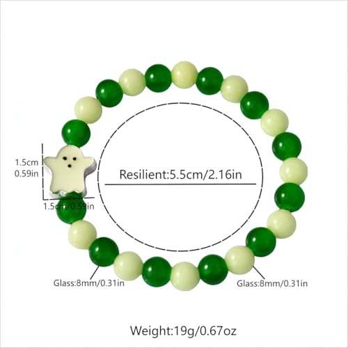 8mm Natural Volcanic Stone Bracelets for Women,Hallowmas Ghost Luminous Bracelets,Lava Stone Glow bracelet,Elastic Stretch Beads Protection Bracelet for Men 6