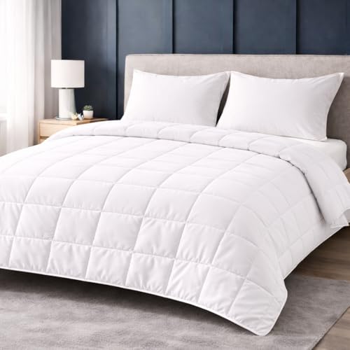 DECASATEXTIL Relleno Nórdico 200 gsm Cama 150 (240x220 cm) – Edredón de Microfibra Ligero, Transpirable e Hipoalergénico – Ideal Verano y Entretiempo – Blanco – Diseño en Caja