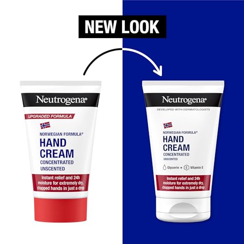 Neutrogena Norwegian Formula Concentrated Unscented Hand Cream (1x 50ml) with Glycerin, Vitamin E for Immediate and Lasting Relief from Dry Skin and Chapped Hands