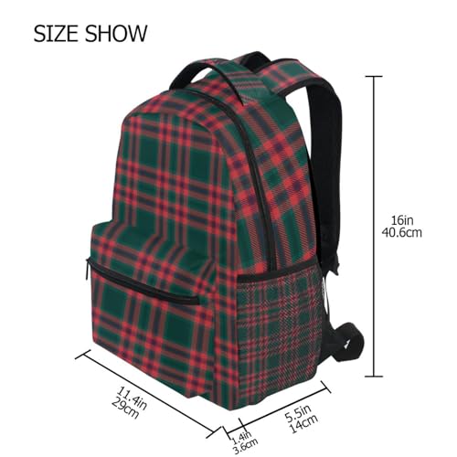 Nisza Christmas Plaid Pattern School Backpack Boys Girls Kids Elementary Middle Schoolbag Travel 16in4