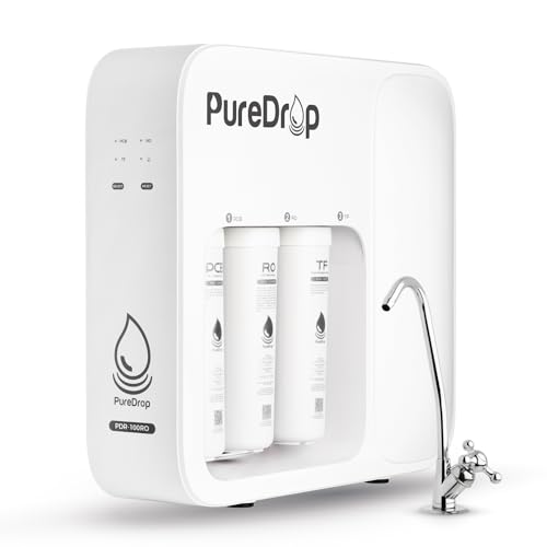 Image of PureDrop PDR-100RO 3-Stage Under Sink Reverse Osmosis Drinking Water Filtration System, 100 GPD Fast Flow Built-in Tank RO Water Filter System, Reduce PFAS