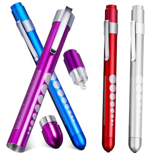 Housoutil 4pcs LED Diagnostic Pen Lights for Nurses and Doctors Portable Lightweight Medical Penlights with Clip Warm Non Irritating Light for Ear Eye Mouth Examination Nursing School