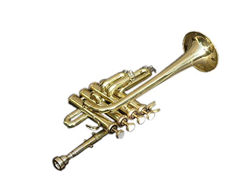 Professional Piccolo Trumpet In Black & Gold - 4 Valves, BB/A Pitch With Hard Case & Mouthpiece