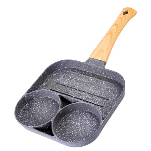 Frigideira de ovo frito, frigideira de ovo antiaderente 3 seções grelha dividida panela de panqueca