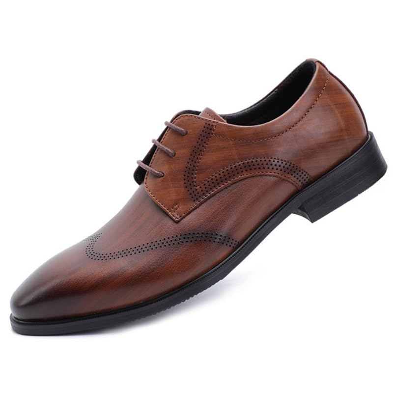 Men's Pointed Toe Tuxedo Dress Shoes Fashion Slip-On Anti-Slip Mid Chunky Heels Formal Dress Loafers for Men Low Top Work Dress Shoes