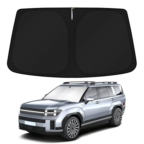 KUST Windshield Sun Shade for 2024 2025 2026 Hyundai Santa Fe Custom Fit Sunshade Accessories Window Sun Visor Protector Foldable Blocks Sun UV Rays
