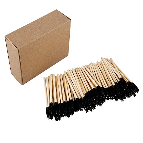 NMFIN Disposable Mascara Wands, 100Pack Mascara Wand Spoolies with Wooden Handle Eye Lash Brush, for Girl &Women Eyelash Extension Makeup Applicators sets