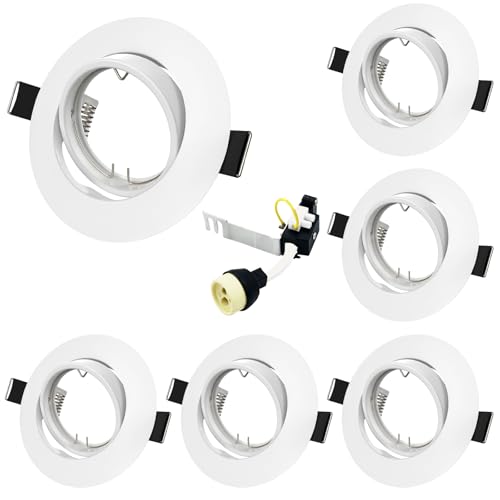 Image of Allesgute 6X Downlights Bezel GU10 Recessed Ceiling Spotlights Round White Down Lights Fittings Tilt with Lamp Holder 240V for Indoor Use