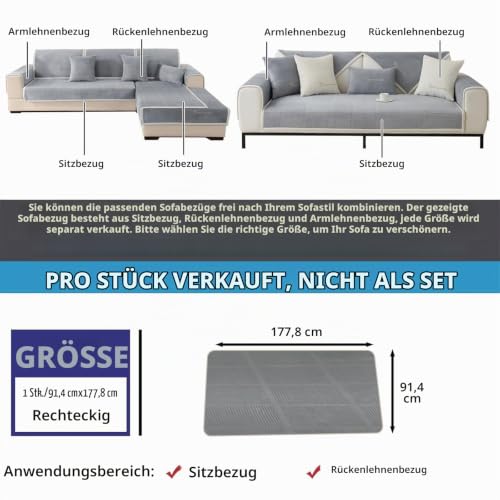 LINGKY Sofa Überzug Dicke Plüsch Sofabezug, Grau, 90x160cm – Ansicht 5