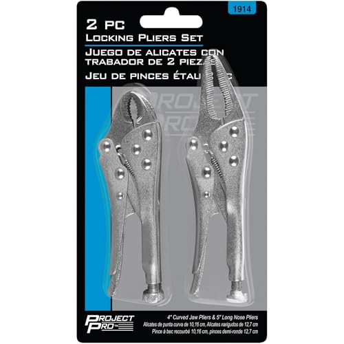 Image of Performance Tool 1914 Heat Treated Alloy Steel Pliers Set - Includes 5-Inch Long Nose and 4-Inch Curved Jaw Pliers for Strength, Durability, and Precision