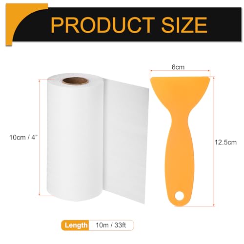 Image of HARFINGTON Wood Grain Repair Tape 4 Inch x 33ft Self Adhesive Repair Patch Tape Simulated Wooden Floor Tapes with Plastic Scraper for Tables Doors Windows Furniture, White Wood