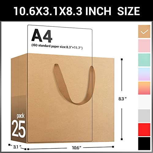 Eusoar Kraft Paper Gift Wrap Bags, 50Pcs Medium 2 Sizes Reusable Sturdy Heavy Duty Shopping Bags With Handles Bulk, Retail, Boutique, Business, Wedding, Party Favor, Grocery, Restaurant Take-Out Bag #TOP1