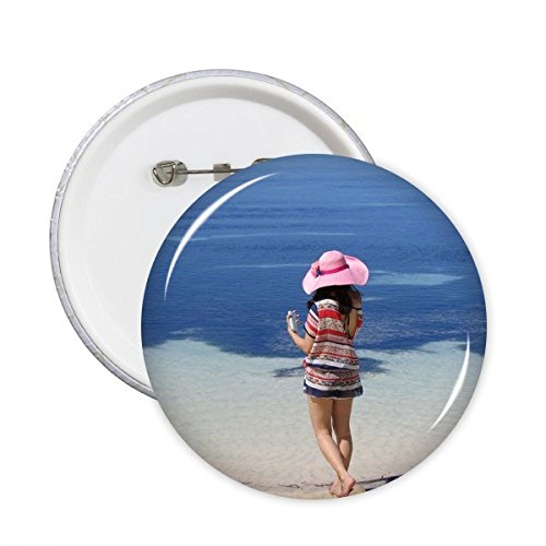 Bouton badge Wave Beach Ellie Yao DIYthinker, lot de 5 pins M pour personnaliser vos vêtements