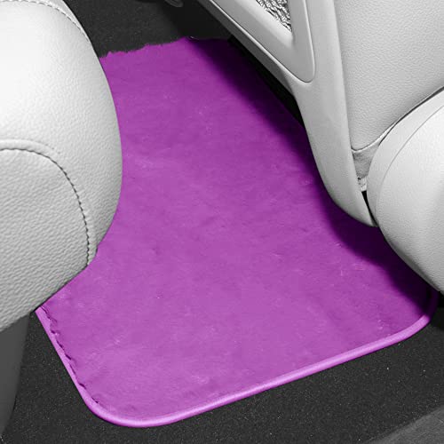 Image of FH Group Universal Fit Full Set Doe16 Faux Rabbit Fur Automotive Floor Mats fits most Cars, SUVs, Trucks and Vans Purple