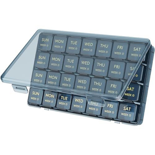Image of Lifewit Monthly Pill Organizer Once a Day, 28 Day Pill Box, Blue, 28 Grids