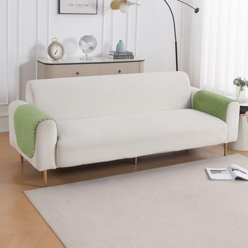 Image of HOKIPO Quilted Sofa Armrest Cover - 1 Pair | 'Quilt Classic' Green (IN-925-GRN*2)