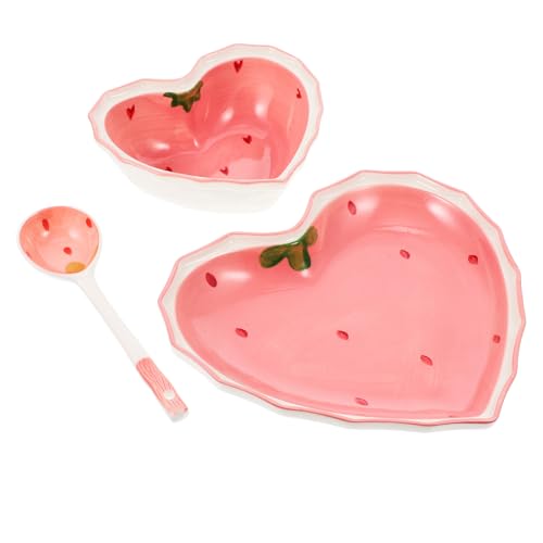 LOORGVEL 多機能ハート型イチゴボウル 食卓用再利用可能サービングプレート 滑らかで耐久性ある家用デザート サラダ対応食器 家族 パーティ