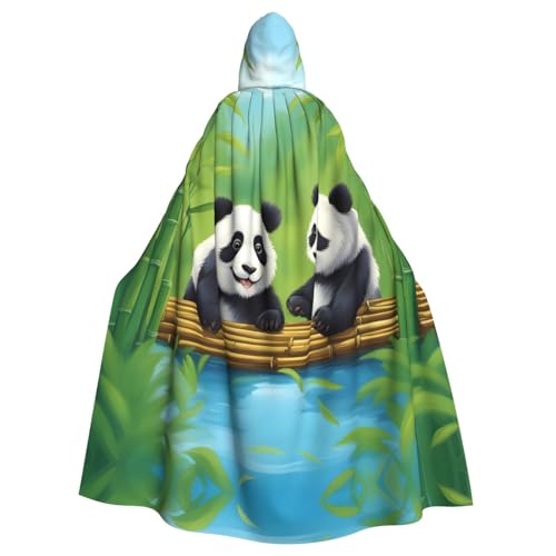 JZQZH Disfraz de mago con capucha de dos lindos pandas para Halloween, adecuado para bailes de máscaras, carnaval y fiestas temáticas