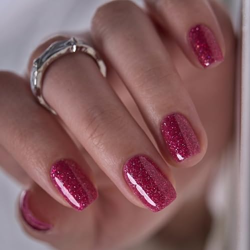 Image of CurvLife Soft Gel Squoval Press-On Nails Short, Reusable Fake Nails with Glue & Adhesive Tabs, 30PCS Salon-Quality Stick-On Nails for At-Home Manicure (Fuchsia Fever)
