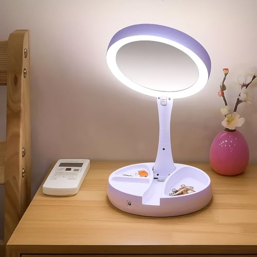 Espelho Com LED Portatil Com Zoom De 10× Articulável – Dupla Face...