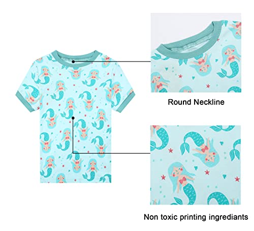 Benaive Girls Pajamas Sets 4 Pieces 100% Cotton Summer Pjs Short Sleeves Kids Sleepwear Size 4T - image 5