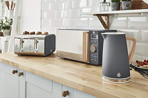 Swan Nordic Frühstücksset, Wasserkocher, 1,7 l, 2200 W, Breitschlitz-Toaster, 4 Scheiben, 20-l-Mikrowelle, digital… – Bild 3