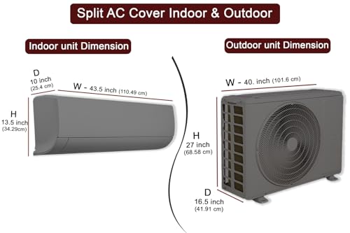 Image of The Furnishing Tree Split AC Cover Set of Indoor and Outdoor Unit Used for 1.5 Ton Bluestar YCTU Sand Pattern Brown on Beige Base