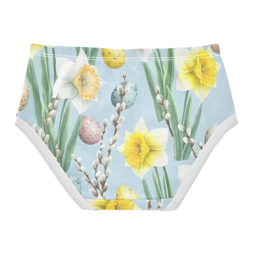 Watercolor Flowers Easter Eggs Blue Girl Panties Cute Toddler Underwear Custom Cotton Print Briefs Kids Undies 2t2