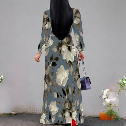 Image of Plus Size Maxi Dress for Women V Neck 3 /4 Sleeve Wrap Dress