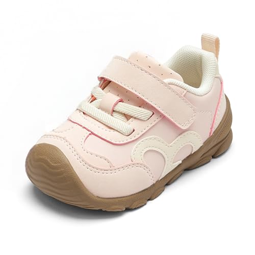 Image of Balabala Girls Boys Toddler Sneakers Wide Toe Box Walking Shoes | Unisex Kids Sneakers with hook-and-loop straps, non-slip soles, soft heel cushion, and flexible support for play