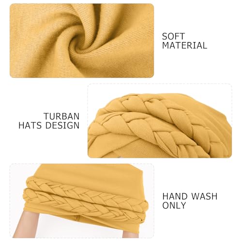 Image of DRESHOW African Women Turban Caps Cotton Beanie Twist Headscarf Pre-Tied Double Twisted Braids Wrap Hat Chemo Cancer Cap