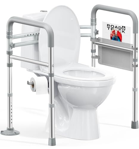 HOMLAND Toilet Safety Rails for Seniors, Adjustable Height & Width 350lb Toilet Handles for Elderly and Disabled, Foldable Toilet Safety Frame, Fit Any Toilet