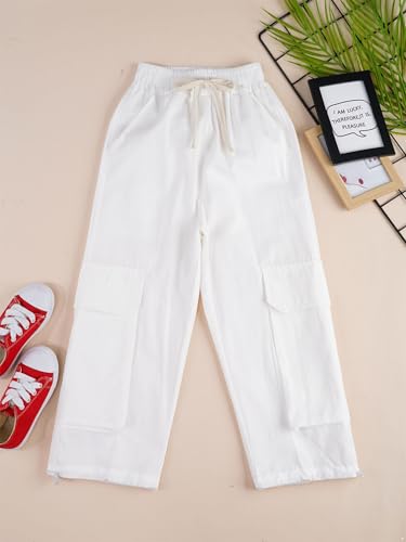 JEATHA Boys Girls Fashion Cargo Pants Casual Drawstring Joggers Sweatpants Straight-Leg Trousers with Pockets3