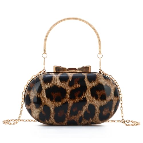 Bolso pequeño de noche con estampado de leopardo para mujer miniatura 1