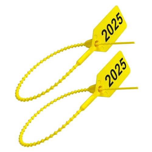 2025 Dated Fire Extinguisher Tamper Seals, Zip Ties - Yellow (Lot of 1000)