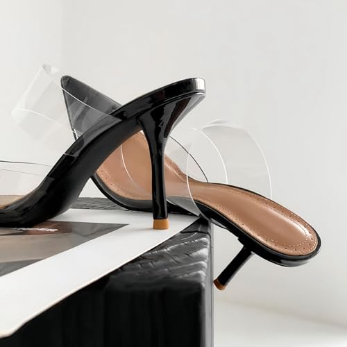Love Heart Clear High Heeled Sandals for Women Closed Pointed Toe Comfortable Stiletto Mule Slip On Summer Party Prom Shoes3