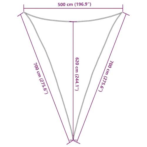 vidaXL Sonnensegel, UV Schutz Sonnenschutz f&uuml;r Terrasse Balkon Garten, Windschutz Wetterschutz Dreieckig, Sonnendach, 160g/m&sup2; Schwarz 5x7x7m HDPE