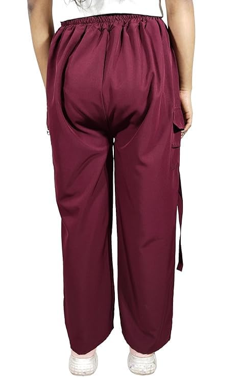 Image of ARYANSH Shoppe 4 Pocket Straight-Fit Cargo Trouser Pants for Kids Girls | Stylish High-Waist Casual Wear with Pockets | Small to XXL