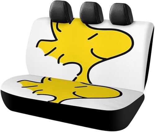 スヌーピー ウッドストック カーシートカバー 車シートカバー 後部座席用 シート保護 おしゃれ カー用品 軽/普通車 汎用 後席クッションカバー 人気 四季通用