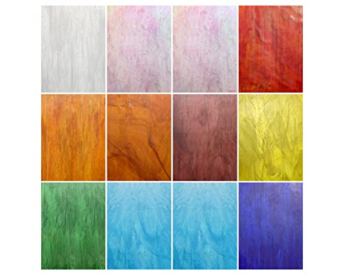 10 Sheets Transparent Stained Glass Sheets Pack 4x6 inch Colored Textured Cathedral Glass for Glass Mosaic Art Crafts Yellow&Red product thumbnail 13