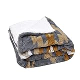 Home Soft Things Southwest Faux Fur Throw Blankets Reversible to Sherpa, Boho Plush Soft Warm Lightweight Bohemian Blanket for Couch Bed Chair, Geometric Sofa Cover, Grey, 50' x 60'