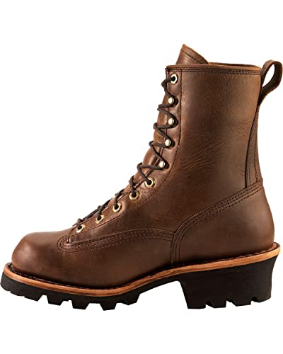 Image of Chippewa 8 Inch Waterproof Steel Toe Logger Boots for Men - Durable Full-Grain Leather Mens Shoes - Slip-Resistant Lace Up Work Boots for Men - Orthotic Comfort Insole for All-Day Support