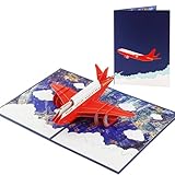 DORAFIORA® 3D Pop-Up Karte Flugzeug – Reisegutschein Karte | Pop Up Abschiedskarte für Kollegen, Freunde & Familie | Glückwunschkarte Urlaub & Abenteuer | Geburtstagskarte inkl. Umschlag