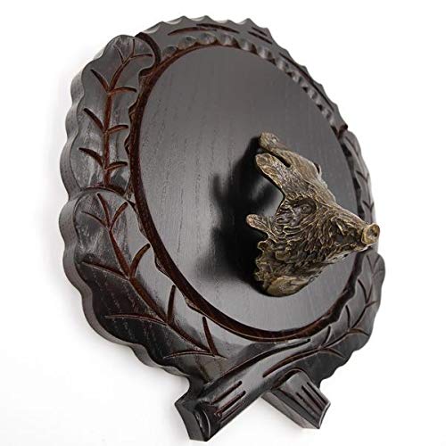 Placa de cuña tallada oscura AF 17,5 cm con 1 pieza de cabeza de cuña pequeña placa cuña, tabla de especias, cartel trofeo.