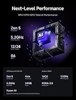MINIS FORUM AI X1 Pro Mini PC, AMD Ryzen AI 9 HX 470 (12C/24T, bis zu 5,2 GHz), AMD Radeon 890M, 32GB DDR5 RAM, 2TB PCIe 4.0 SSD, Quad 4K Display HDMI/DP/USB4x2, Dual 2,5G LAN, Wi-Fi7, BT5.4, OCuLink – Ansicht 2