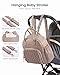 LOVEVOOK Diaper Bag Backpack, Small Leather Diaper Backpack, Quilted Stylish Waterproof Baby Diaper Bags with Insulated Pockets for Mom Women Light Camel