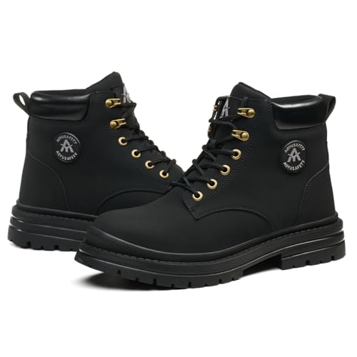 Image of Work Boots for Men,Lightweight Breathable High Top Steel Toe Boots,Unbreakable Steel Toe Shoes,Non Slip Safety Work Shoes.